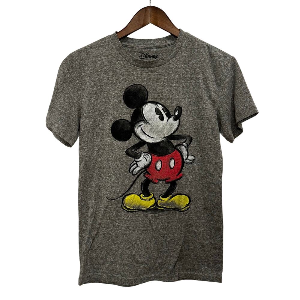 Disney Mickey Mouse Vintage Distressed Graphic Tee Heather Gray‎ Size S Unisex